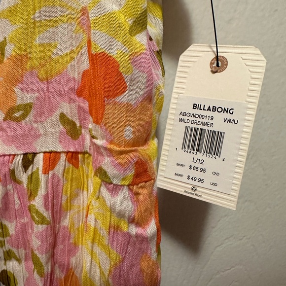 NWT Billabong Girls Wild Dreamer Floral Mini Dress - Picture 4 of 4